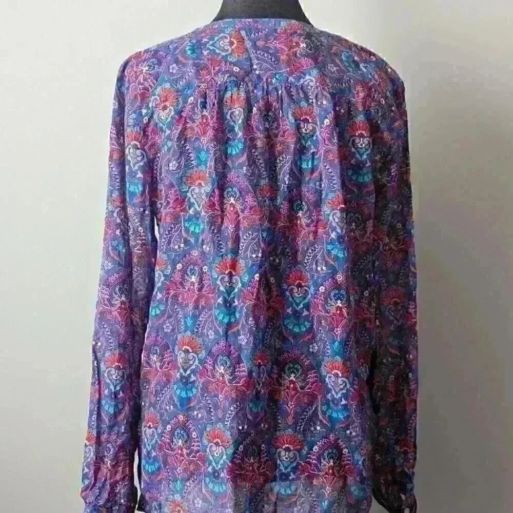 Ann Taylor Loft Boho Style Long Sleeve Blouse -Size S- Light Airy Office wear